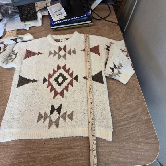 Heyson Sweater Womens Large Cream Aztec Pattern Pullover Soft Cozy Boho Knit - Picture 15 of 16